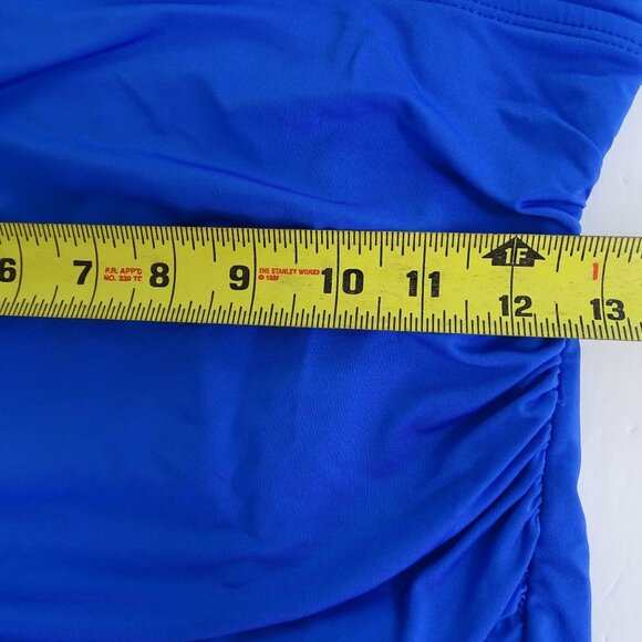 Merona Blue Ruched Halter One Piece Swimsuit Women Size M Padded FLAW - Picture 12 of 13